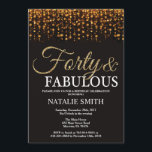 Convite Aniversário de 40 anos quarenta e brilho Dourado<br><div class="desc">Convite do aniversário de 40 anos. Quarenta e fabuloso. Preto e ouro. Brilho Dourado. Festa de aniversário adulta. Para homens ou mulheres. Para uma personalização mais adicional,  clique por favor "personalizam-no" botão e usam-nos nossa ferramenta de design para alterar este modelo.</div>