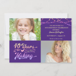 Convite aniversário de 40 anos Retro 40 ANOS NAS Luzes FAZ