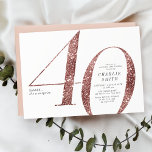 Convite Aniversário de 40 anos rosa de ouro minimalista mo<br><div class="desc">O convite de festas de aniversário de 40 anos minimalista moderno apresenta na moda faux rosa gold glitter número 40 e os detalhes do seu partido em serif clássico e cor de carvão, simples e elegante, convite para o aniversário do marco de surpresa do excelente. a cor de fundo pode...</div>
