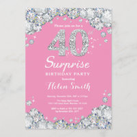 Aniversário de 40 anos rosa surpresa e Diamante pr