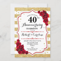 Aniversário de 40 anos - Rosas Vermelhas Brancas D