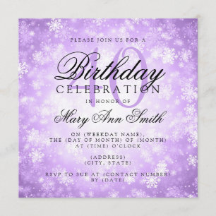 Convite Aniversário de 40 anos Roxo de inverno Elegante