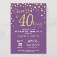 Aniversário de 40 anos Roxo e Diamante Dourado