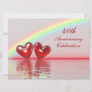 Convite Aniversário de 40 anos Ruby Hearts