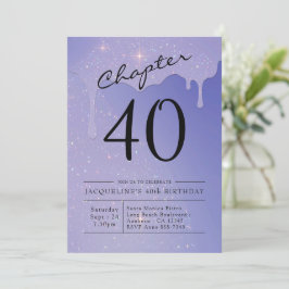 Convite aniversário de 40 anos Script Glitter