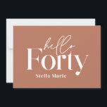 Convite Aniversário de 40 anos simples de terracotta mínim<br><div class="desc">Mínimo moderno de tipografia: simples terracota e aniversário de 40 anos branco. Parte de uma coleção contemporânea.</div>