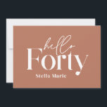 Convite Aniversário de 40 anos simples de terracotta mínim<br><div class="desc">Mínimo moderno de tipografia: simples terracota e aniversário de 40 anos branco. Parte de uma coleção contemporânea.</div>