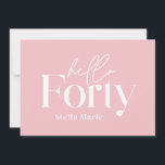 Convite Aniversário de 40 anos simples e brilhante moderno<br><div class="desc">Mínimo moderno de tipografia: simples convite para aniversário de 40 anos branco e rosa giro. Parte de uma coleção contemporânea.</div>