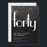 Convite Aniversário de 40 anos Simples Na moda preto moder<br><div class="desc">Aniversário de 40 anos Simples Na moda de Chic Preto Moderno. Apresentar design gráfica mínima e tipografia quic.</div>