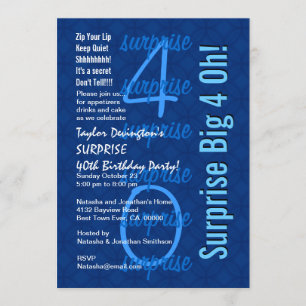 Convite aniversário de 40 anos SURPREE Shades de Blue F21
