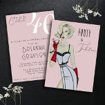 Convite Aniversário de 40 anos surpreendido 40 e pino fabu<br><div class="desc">Uma mulher loura-de-cor-d-d-água pintada pega um modelo vestindo uma saia preta e branca que se encaixava na forma e que se sobrepõe com luvas longas vermelhas marcadas com um martini numa safra na moda inspirada em 40 e Fabulosa - 40.º Convite de aniversário surpresa em cor-de-rosa empoeirada. Este convite é...</div>