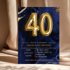 Convite Aniversário de 40 anos Surpresa Azul Marinho Doura
