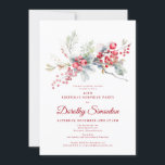 Convite aniversário de 40 anos Surpresa do Partido Greener<br><div class="desc">Convide seus convidados para uma festa especial de aniversário de inverno com este elegante design floral vermelho e verde. As bagas vermelhas profundas são aninhadas em folhas e ramos. O texto vermelho aumenta o humor festivo. Este elemento faz parte da Coleção de Berry de inverno. Ele contém modelos que você...</div>