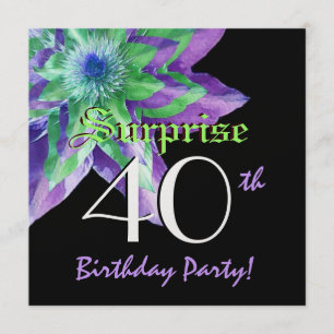 Convite aniversário de 40 anos SURPRESA Flor Colorida W07