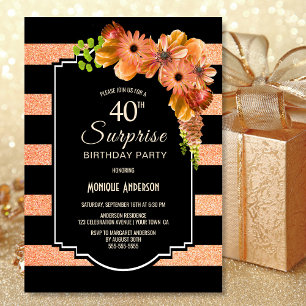 Convite Aniversário de 40 anos Surpresa Laranja Espalhada
