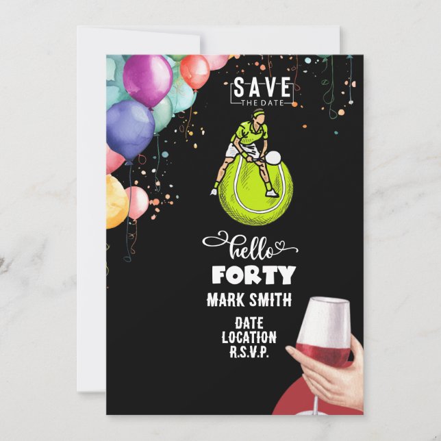 Convite aniversário de 40 anos tênis (Frente)