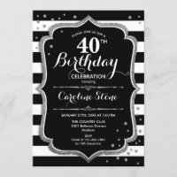 aniversário de 40 anos - Tiras brancas pretas prat