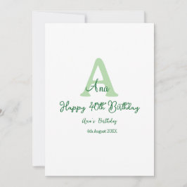 Convite Aniversário de 40 anos verde feliz adicionar nome