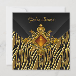 Convite Aniversário de 40 anos Zebra Rica Dourada Âmbar Jó