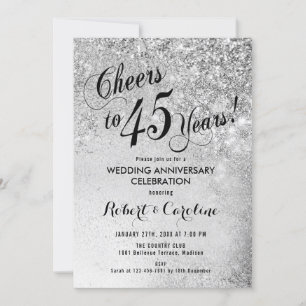 Convite Aniversário de 45 anos de Casamento Prata