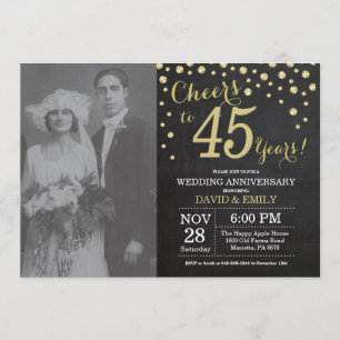 Convite Aniversário de 45 Anos de Casamento Quadro de Giz