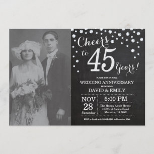 Convite Aniversário de 45 anos de Casamento Quadro Negro P