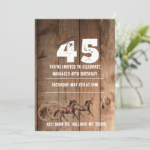 Aniversário de 45 anos temático cowboy em madeira 
