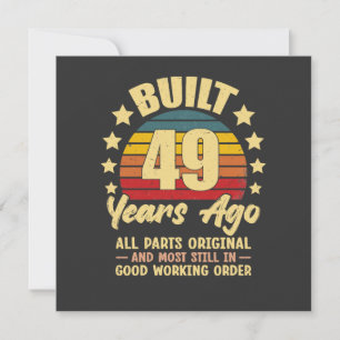 Convite Aniversário de 49 anos Vintage Construído há 49 an
