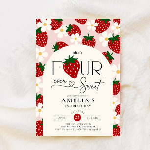 Convite Aniversário de 4 anos da Strawberry Quatro Sempre 