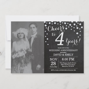 Convite Aniversário de 4 anos de Casamento Quadro Negro Pr