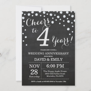 Convite Aniversário de 4 anos de Casamento Quadro Negro Pr