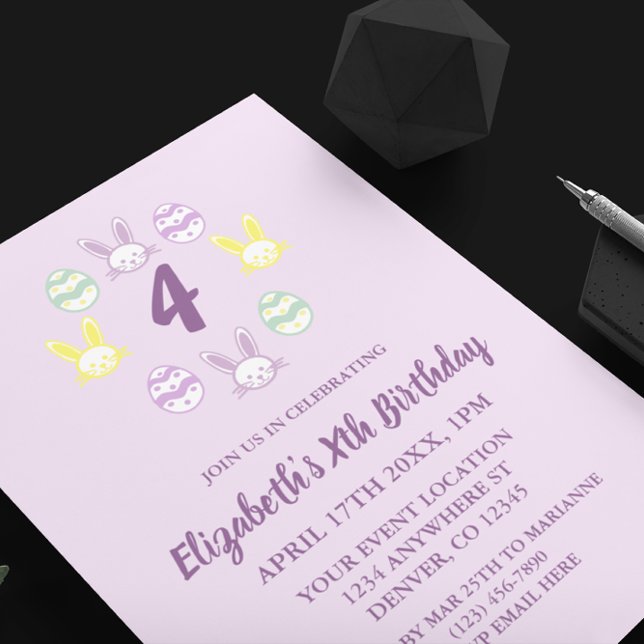 Convite Aniversário de 4 anos do Easter Lavender (Criador carregado)