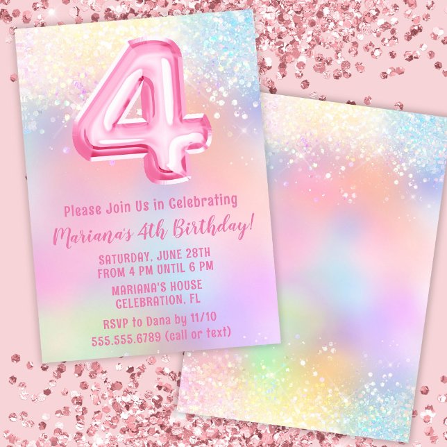 Convite Aniversário de 4 anos do Pink Rainbow (Criador carregado)