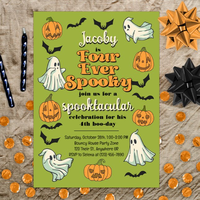 Convite Aniversário de 4 anos para sempre assustador no Ha (Criador carregado)