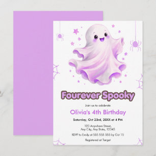 Convite Aniversário de 4 anos Purple Four Ever Spooky Hall