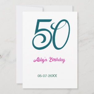 Convite aniversário de 50 anos adicionar nome ano turquesa