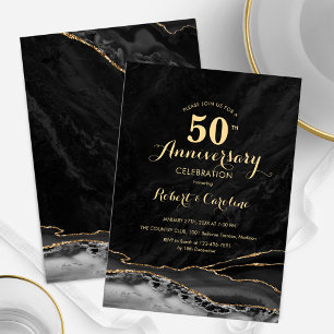 Convite Aniversário de 50 anos Black Gold