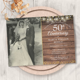 Convite Aniversário de 50 anos Bodas de Ouro Corações Foto