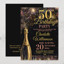 Convite Aniversário de 50 anos Bubbly Fogos de Artifício D