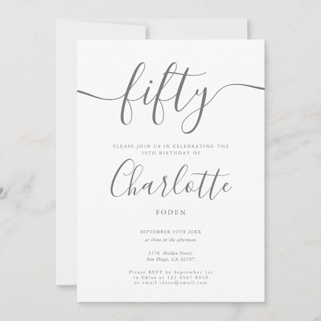 Convite Aniversário de 50 anos com assinatura (Frente)