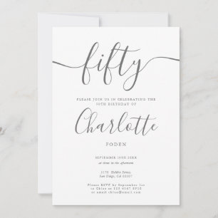 Convite Aniversário de 50 anos com assinatura