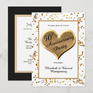 Convite Aniversário de 50 anos com Brilho Dourado - Convit