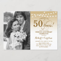 Aniversário de 50 anos com Foto - Dourado Branco