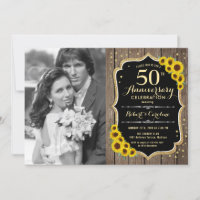 Aniversário de 50 anos com Foto - Girassóis Rústic