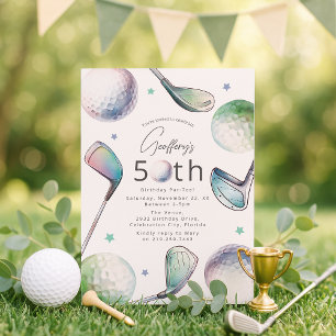 Convite Aniversário de 50 anos com tema de golfe Par-tee