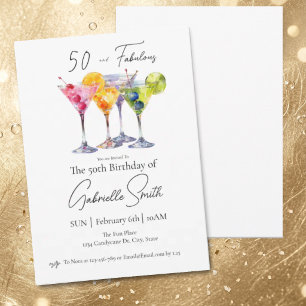 Convite Aniversário de 50 anos com tema de Martini Feminin