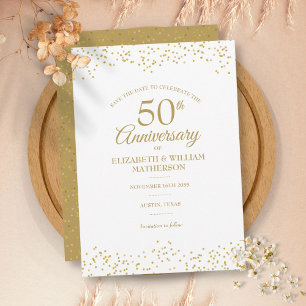 Convite Aniversário de 50 anos Confetes de Pó de Ouro Save