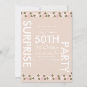 Convite Aniversário de 50 anos Confetes Rosa Surpresa