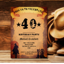 Convite aniversário de 50 anos cowboy papel antigo festa d