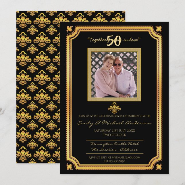 Convite Aniversário de 50 anos de Casamento - ADICIONAR FO (Frente/Verso)
